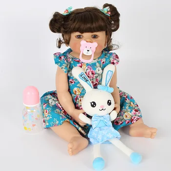 CUAIBB 21-дюймовая кукла-Реборн с полным силиконовым телом и вьющимися волосами, готовая кукла-младенец из силикона для подарка для девочек