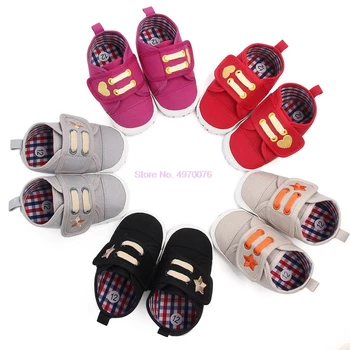 DHL 50 пар новорожденных девочек, парусиновые ходунки в полоску со звездами и горошком, обувь на мягкой подошве, детская обувь