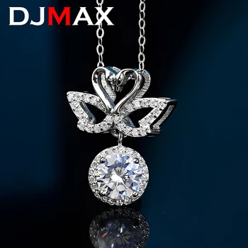 DJMAX 0,5/1 карат Муассанит Кулон Ожерелье Для Женщин Оригинальный S925 Стерлингового Серебра Лебедь Женская Бриллиантовая Цепочка На Ключицу Новый 2023