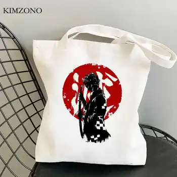 Demon Slayer Kimetsu No Yaiba хозяйственная сумка эко-тоут холщовая джутовая сумка сумка sacola тканые многоразовые складные саколы