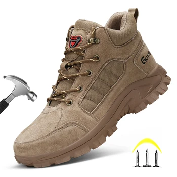 Dian Sen/ Новая Коричневая Нескользящая Мужская Защитная Обувь Для Мужчин, Несокрушимые Рабочие Ботинки Со Стальным Носком, Нескользящие Ботинки Hombre
