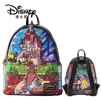 Disney Beauty And The Beast, Совместный бренд, Рюкзак для девочек из искусственной кожи, Belle, Дорожная сумка для отдыха, Мини-школьная сумка для студентов колледжа