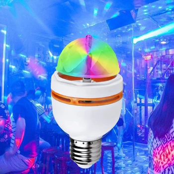 E27 3 Вт Красочная автоматически вращающаяся RGB светодиодная лампа сценический световой эффект, лампа для вечеринки, DJ Light, диско-шар для украшения дома, осветительные лампы