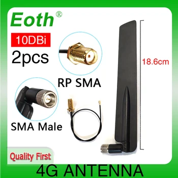 Eoth 2шт 4G lte антенна 10dbi SMA Штекерный Разъем antenne маршрутизатор 21 см ipex 1 SMA женский для huawei Удлинитель с косичкой