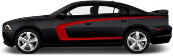 Factory Crafts C-Stripe Side Graphics Kit Виниловая наклейка 3M, совместимая с Dodge Charger 2011-2014 - темно-красный