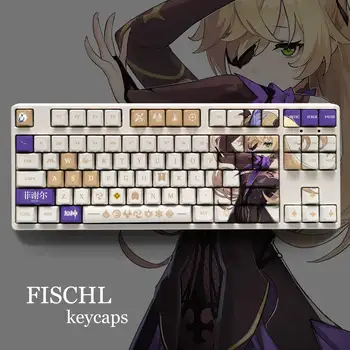 Genshin Impact Theme Материал FISCHL Pbt Колпачки для клавиш Набор из 108 клавиш для механической клавиатуры Только для oem профиля колпачки для клавиш ManyuDou