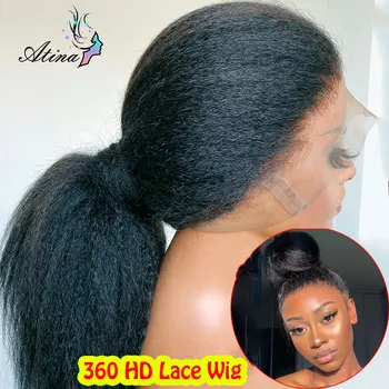 HD Полный 360 Синтетические Волосы На Кружеве Человеческих Волос Искусственные Парики Для Женщин Кудрявый Прямой Прозрачный 13x4 Синтетические Волосы На Кружеве Яки Натуральный Предварительно Выщипанный 13x6
