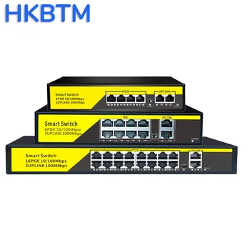 HKBTM Гигабитный POE-коммутатор 1000M Сетевой Гигабитный 48V POE-коммутатор RJ45 Hub LAN 1000Mbps Switcher, подключи и играй, Простая настройка