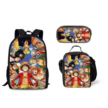 Harajuku Новинка Cool ONE Pop 3 шт. /компл. Рюкзак с 3D принтом для школьников, сумка для книг, Аниме, рюкзак для ноутбука, сумка для ланча, пенал