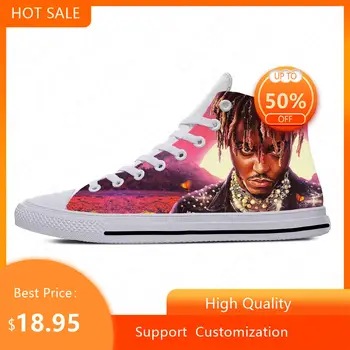 Hot Juice Wrld 999 Хип-хоп Рэпер Рэп-исполнитель Музыка Повседневная тканевая летняя обувь Мужские Женские кроссовки Модная обувь с высоким берцем