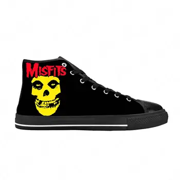 Hot Misfits Музыка рок-группы ужасов с черепом и скелетом, повседневная Тканевая обувь, Высокие Удобные дышащие мужские и женские кроссовки с 3D Принтом