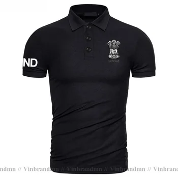 India IND Индийские рубашки Поло Новая мужская Классическая брендовая рубашка с коротким рукавом Дизайн флага страны Топы из чистого хлопка Одежда Национальной команды