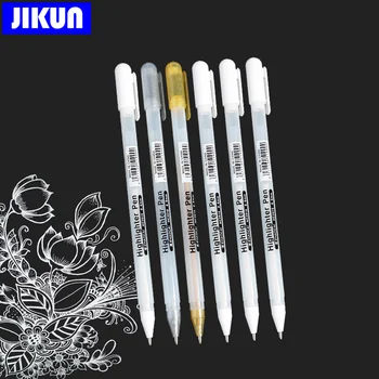 JIKUN 5шт Белая Гелевая Ручка 0,8 мм High Light Marke Pen Черный Картон Художественная Роспись Ручкой Белые Линейные Ручки