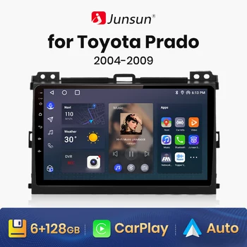Junsun V1 AI Voice Wireless CarPlay Android автомагнитола для Toyota Prado 120 2004-2009 4G автомобильный мультимедийный GPS 2din автомагнитола