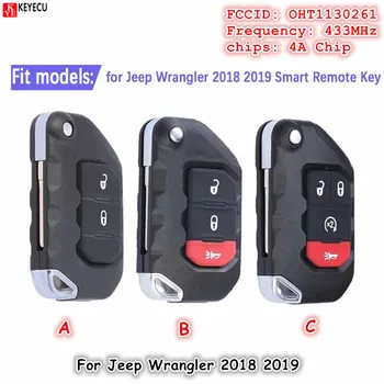 KEYECU для Jeep Wrangler 2018 2019 2020 2021 Smart Remote Auto Автомобильный Брелок OHT1130261 433 МГц 4A Чип 68416784AA