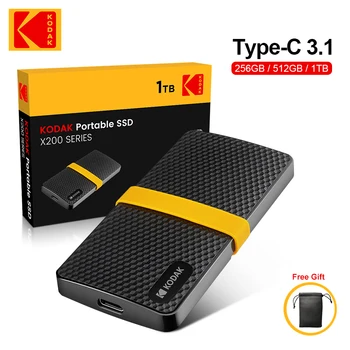 KODAK X200 Внешний SSD Жесткий Диск HD Externo USB 3.1 GEN 2 Портативный SSD 256GB Mini PSSD для Ноутбуков Настольных PS4 PS5