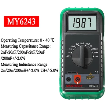MASTECH MY6243 3 1/2 1999 Отсчетов Цифровой мультиметр C /L Измеритель индуктивности емкости Тестер 2nF-200uF