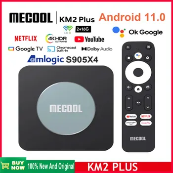 Mecool KM2 Plus Android 11 4k TV Box Amlogic S905X4 2G + 16G Сертифицированный Google Netflix USB3.0 Prime Video Multi Streamer HDR10 BT5