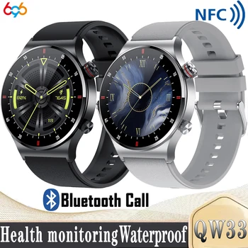 NFC Blue Tooth Call Smartwatch Мужские ЭКГ PPG Монитор Артериального Давления Спортивные Смарт-Часы Для Фитнеса IPS QW33 Для IOS Android