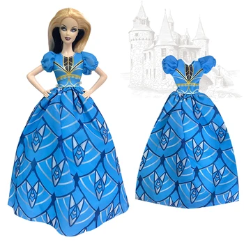 NK Official 1 шт. Кукла, великолепное синее вечернее платье, кукла принцессы, красивое темпераментное платье с рукавами принцессы для куклы Барби