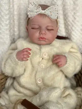 NPK 19-дюймовая Кукла Loulou Reborn Baby Doll Ручной Работы, Реалистичный Новорожденный, Спящий, Мягкая На Ощупь, Приятная Кукла с 3D Нарисованной Кожей, Видимыми Венами