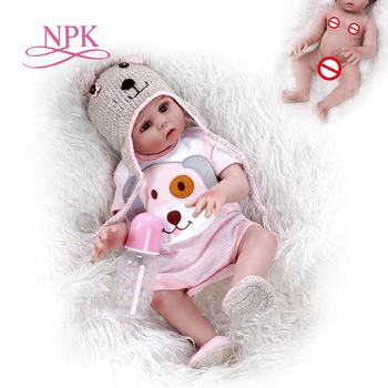 NPK 48 СМ кукла bebe reborn sweet girl кукла в розовом платье для всего тела мягкая силиконовая реалистичная кукла для ванной игрушка Анатомически правильная