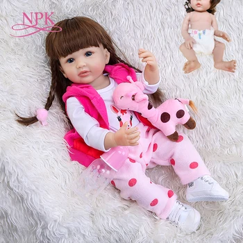 NPK 55 см Подарок для девочки полное тело силиконовая возрожденная кукла для маленьких девочек реалистичная настоящая мягкая на ощупь игрушка для ванны Анатомически Правильная