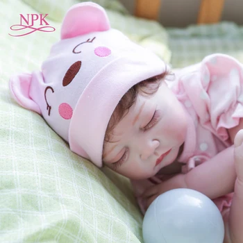 NPK 55 см картина высокого качества для спящей девочки в розовом платье ручная роспись bebe кукла реборн На День Рождения Рождественский Подарок