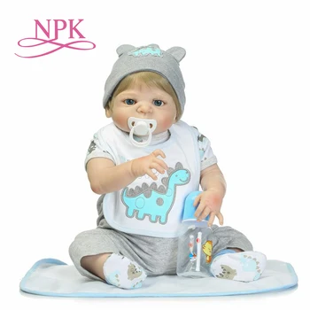 NPK 57 см, модная имитация всего силиконового тела, леопардовый головной убор для мальчика, силиконовые возрожденные детские куклы, игрушка для ванны, кукла