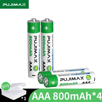 PUJIMAX AAA 800mAh 4 шт 1,2 В Ni-MH Аккумуляторная Батарея для Блокировки Отпечатков пальцев Беспроводная Клавиатура и Мышь Более Прочные Безопасные