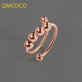 QMCOCO, Новый стиль, Корейские кольца-шармы для женщин, творческая личность, Гладкая геометрическая Круглая бусина, Изысканные Ювелирные изделия, подарки