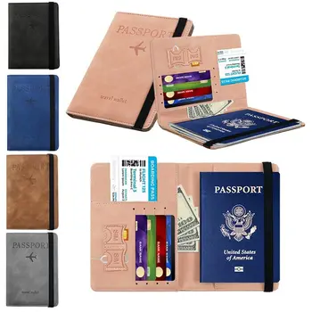 RFID Кожаная сумка для паспорта, обложки для деловых паспортов, Многофункциональный пакет документов, ультратонкий держатель для паспорта для женщин и мужчин