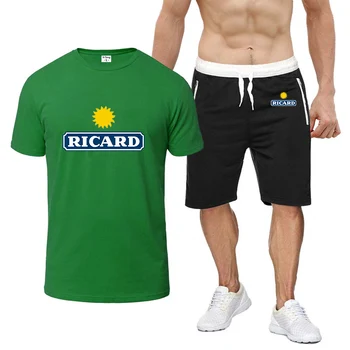 RICARD 2023 Весна и лето, мужской высококачественный комфорт, Новый восьмицветный удобный костюм с короткими рукавами, повседневная модная футболка