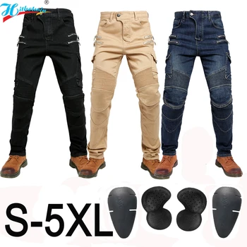 S-5XL очень большие мотоциклетные брюки, Черные мужские защитные костюмы на молнии, синие мотоциклетные брюки, брюки для мотокросса 