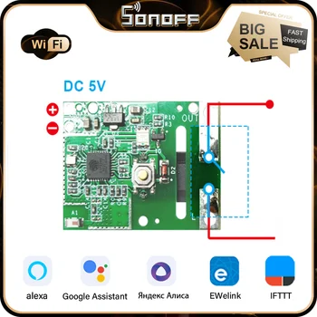 SONOFF RE5V1C Релейный модуль 5V WiFi Smart DIY Switch Постепенный Переход от сухого Выхода к Автономному Режиму работы APP /Voice/ Автоматизация управления локальной сетью