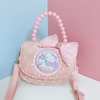 Sanrio Hello Kitty Аниме Аниме Каваи Детская сумка Детская сумочка с подсветкой Маленькая сумка Девочка Принцесса Сумка-мессенджер Праздничные подарки