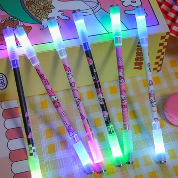 Sanrio mymelody Вращающаяся ручка Rolling Special Pen Kids Release Pressure Spin Карманная игрушка-непоседа со светодиодной вспышкой Вращающаяся ручка подарок для детей