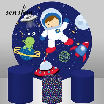 Sensfun Круглый Круг Звездное небо Луна Земля Космический фон для фотостудии День рождения Фон для фотосъемки на заказ