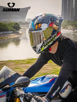 Soman Новый мотоциклетный шлем анфас С одобренными DOT гоночными шлемами Мотоциклетные шлемы Cascos Мотоциклетное защитное снаряжение
