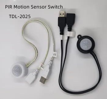 TDL-2025 Mini LED PIR Инфракрасный Датчик Движения Детектор Переключатель Постоянного Тока 5 В-24 В Шкаф Под Кроватью Коридор Выключатель Света USB/5,5 Штекер Постоянного Тока