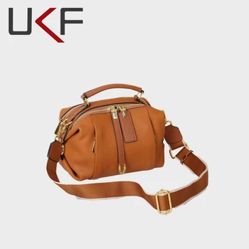 UKF 2023 Зимняя модная сумка через плечо, кожаная женская сумка-подушка, винтажная бостонская сумка, модные сумки через плечо для женщин