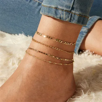 VAGZEB Новый модный ножной браслет со змеиной цепочкой, браслет для женщин, золотой цвет, простой браслет-цепочка для женщин, подарок ювелирных изделий