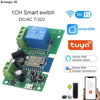 WIFI Релейная Плата Tuya Smart Switch Модуль Домашней автоматизации 12V 24V 7-32V Световые Моторные Переключатели Diy Электроника Alexa Совместима