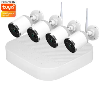 Wifi Tuya H.265 Smart 4/8-канальный сетевой видеомагнитофон с 4-х канальной камерой Bullet Поддержка приложения Google Home