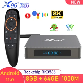 X96 X6 2023 Android TV BOX Android 11 Rockchip RK3566 8G 64G 2,4/5G Двойной Wifi 1000M BT 4K 8K Медиаплеер Смарт-телеприставка