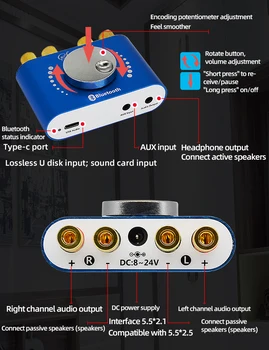XY-KA50L Плата усилителя Bluetooth 5,0 2 * 50 Вт 2,0-Канальный Аудио Стерео Усилитель Мощности Плата Усилителя 3,5 ММ AUX USB УСИЛИТЕЛЬ