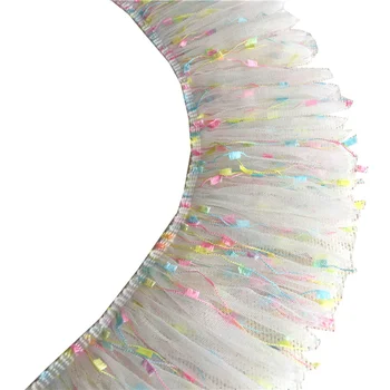 YACKALASI 3D Шифоновая кружевная бахрома в виде цветка 5 ярдов, цветная взъерошенная Маленькая цветочная аппликация ручной работы, швейные планки 10 см