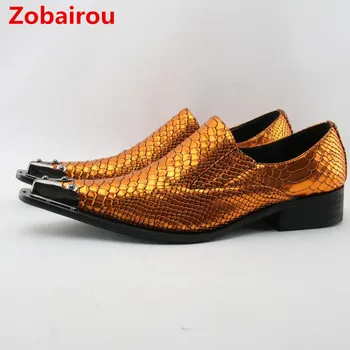 Zobairou/ мужская обувь из крокодиловой кожи, лоферы с шипами, мужские лоферы на плоской подошве, мужские модельные туфли с острым носком, sapato social oxford