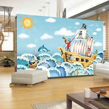 beibehang 3d трехмерная фреска World theme room Corsair Морская рыба плавающая фон детской комнаты papel de parede