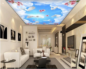 beibehang Современная мода эстетическая декоративная живопись papel de parede 3d обои белые облака мечта небо зенит фрески tapety